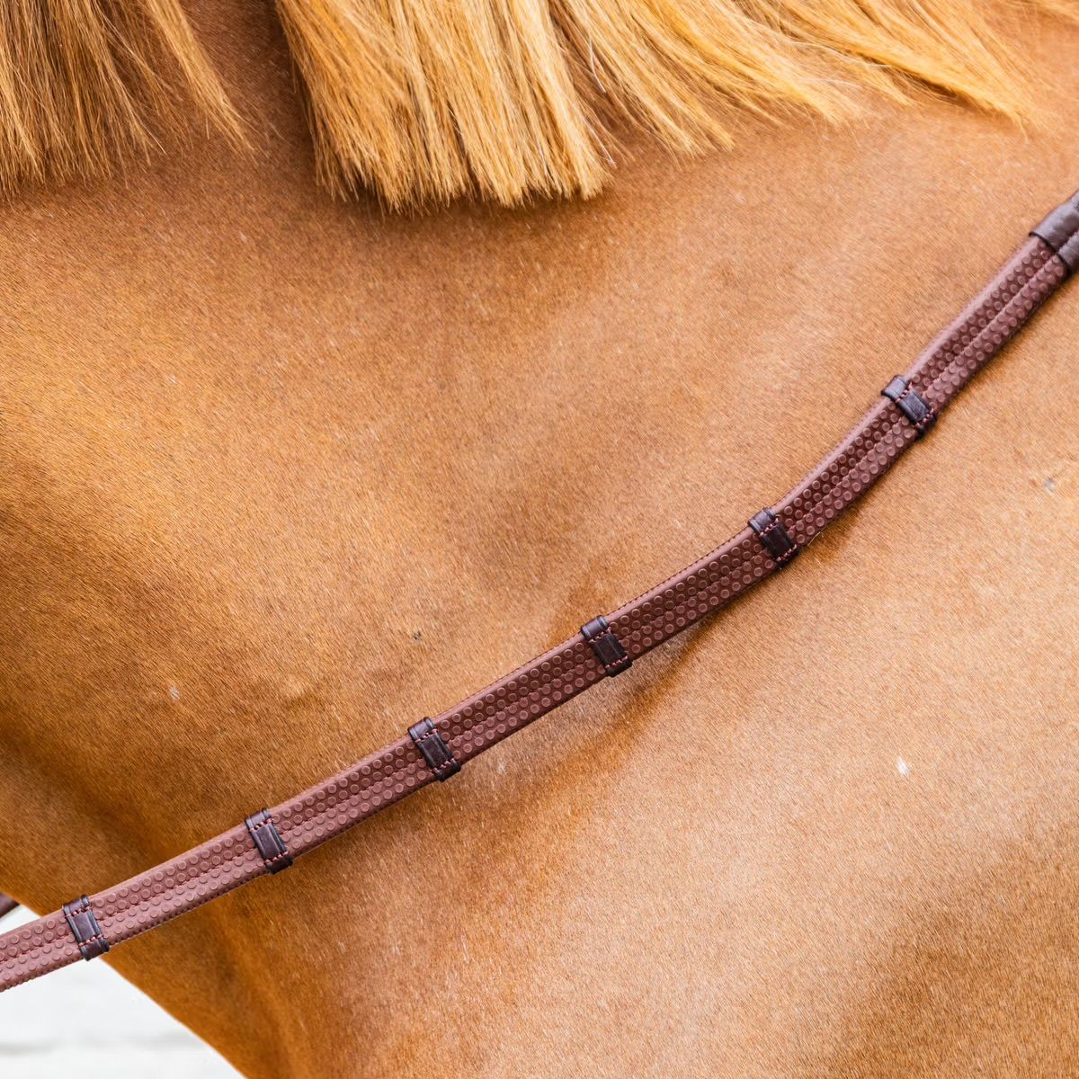5/8 Rubber Reins with Leather Loops and Snap